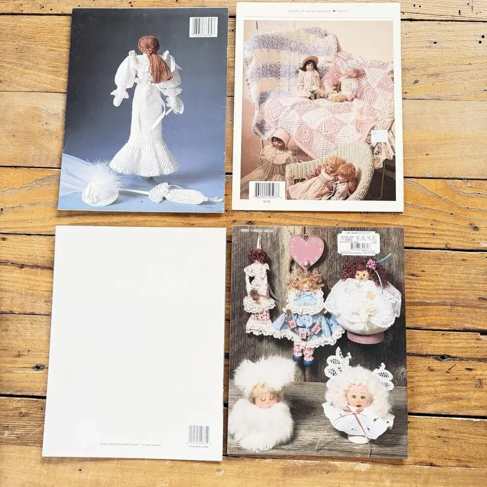 Vintage Craft Book Lot Crochet Afghans Dolls Angel Wood Patterns J&P Coats